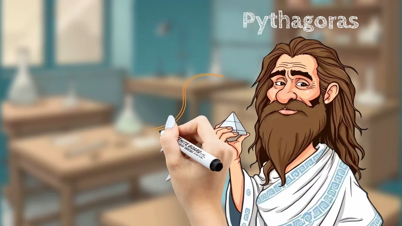 Official sample: whiteboard still of Pythagoras being drawn with a marker from the vendor geometry sample